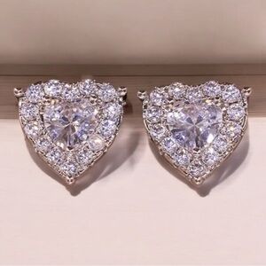 Artificial Crystal Heart-Shaped Earrings, Exquisite Earrings,